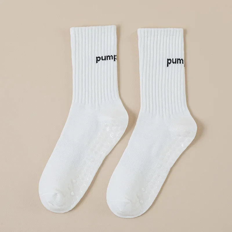 Women Mid Tube Yoga Socks Anti Slip Fashion Professional Pilates Socks Indoor Dance Trampoline Floor Fitness Sports Socks