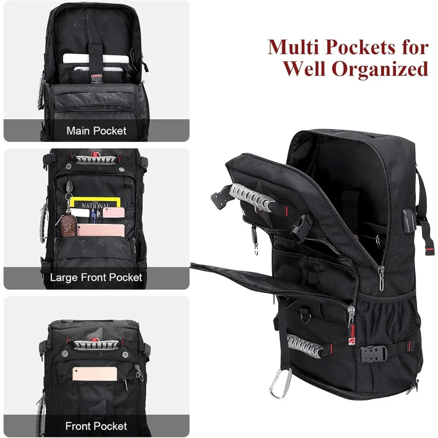 WITZMAN Travel Backpack for Men and Women Convertible Duffle Luggage Bag fit 17 Inch Laptop Carry On Bags for Airplane B681 Bla