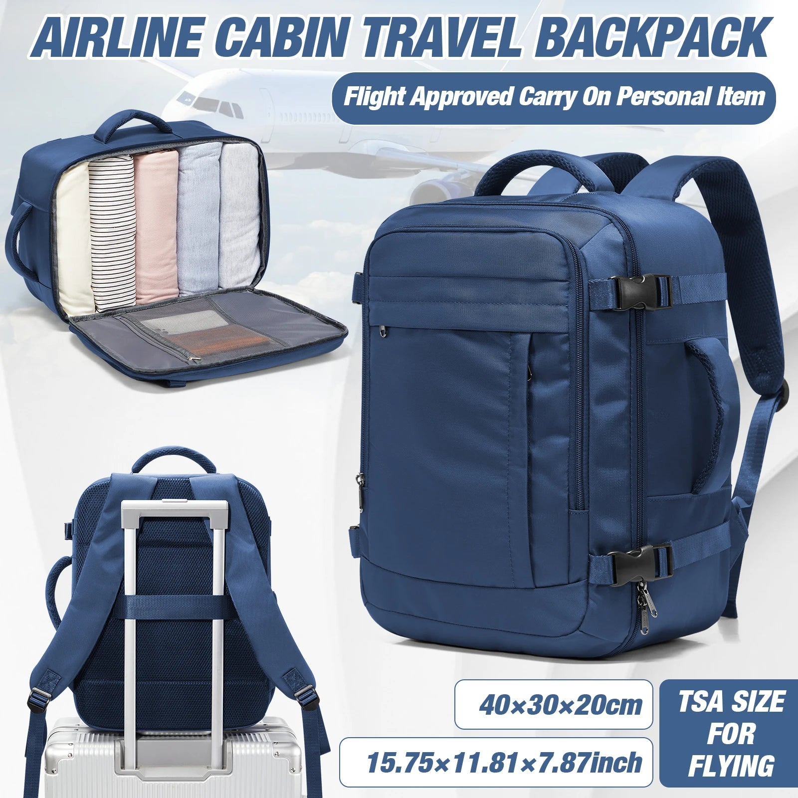 Ryanair Cabin Bags 40x30x20 Underseat Travel Backpack, Men Convenient Outdoor Backpack Business Backpack Storage Laptop Bag