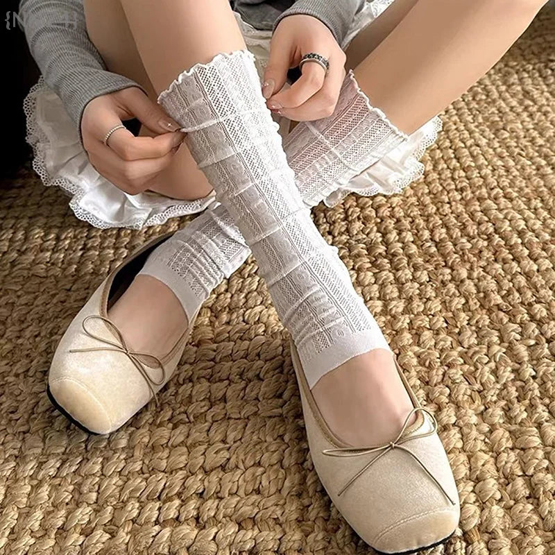 【No】Ballet Style Lace Leggings - Mesh Leg Warmers for Women & Girls with Kawaii Lolita Socks Design