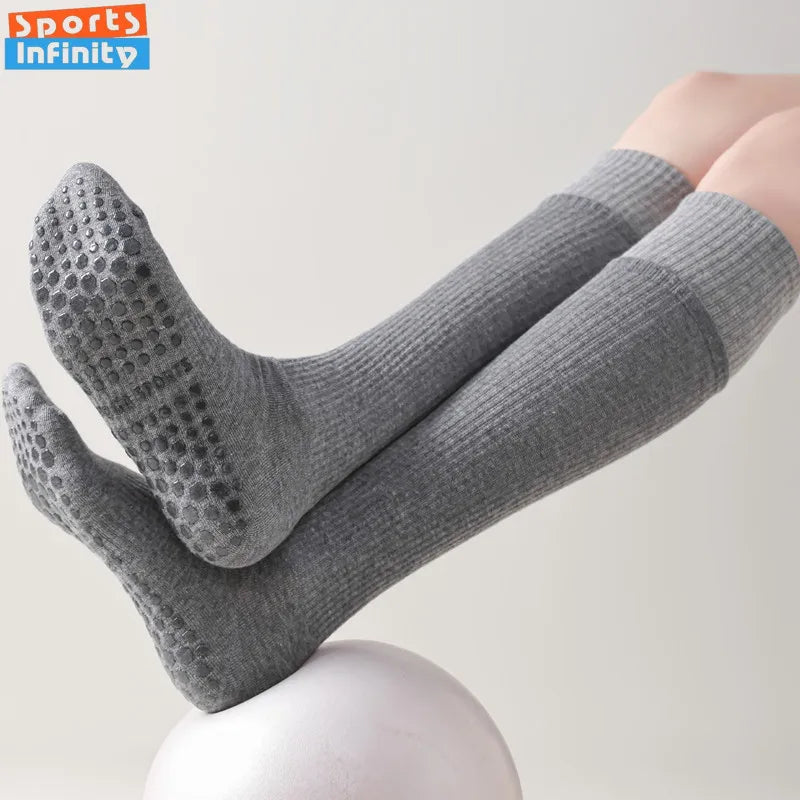 New Long Tube Compression Stockings Women Yoga Socks Anti Slip Calf Socks Professional Pilates Indoor Sports and Fitness Socks