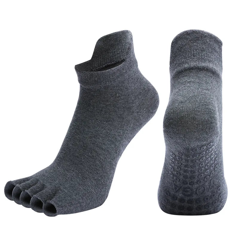 Yoga Socks Half Toe Anti-Slip Silicone Grip Breathable Cotton Fitness Ballet Dance Gym Pilates Open Toe Five Finger Socks