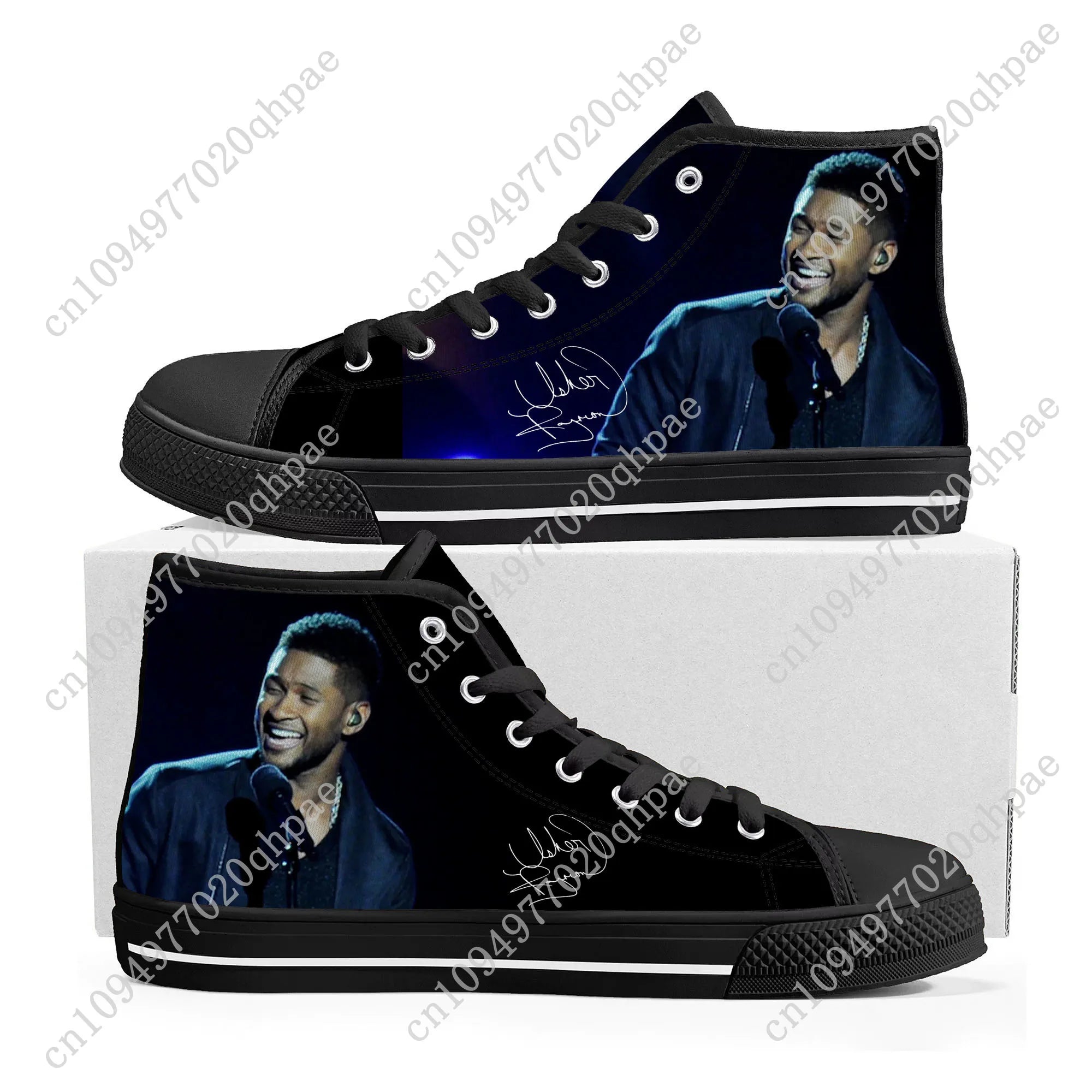 Usher High Top Sneakers Mens Womens Teenager High Quality Canvas Sneaker 3D Print Casual Couple Shoes Personalized Shoe