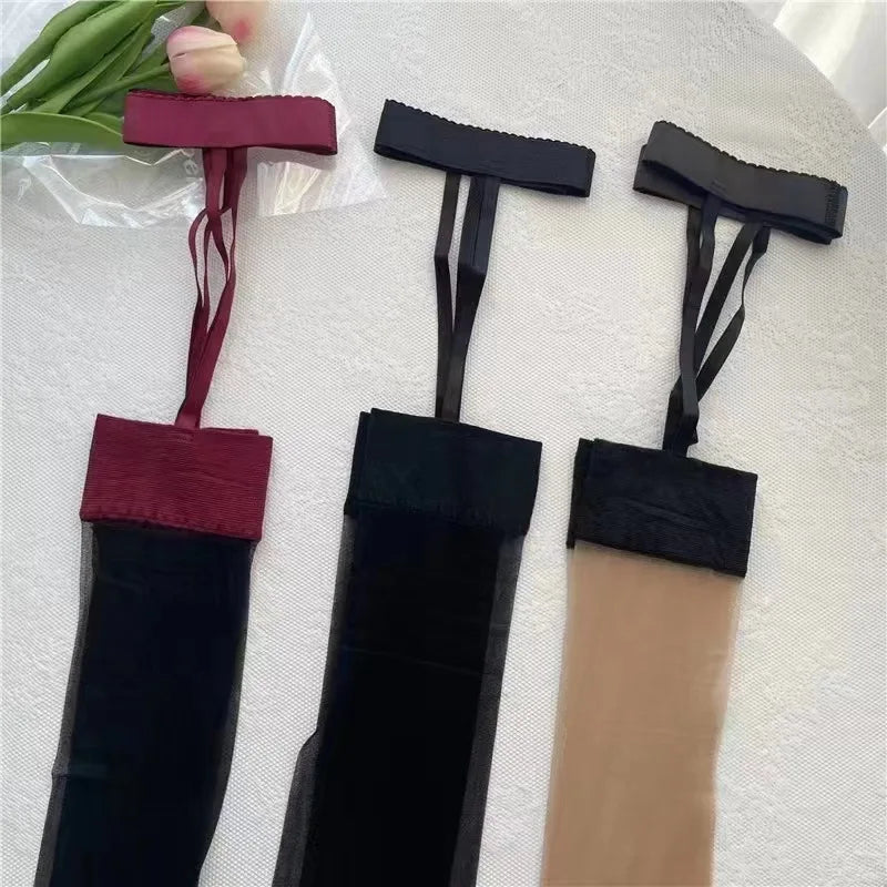 1/2 Piece Women Sexy Straps Stockings Summer Elasticity Slim Thin Long Socks Comfortable Soft Transparent Female Over Knee Socks