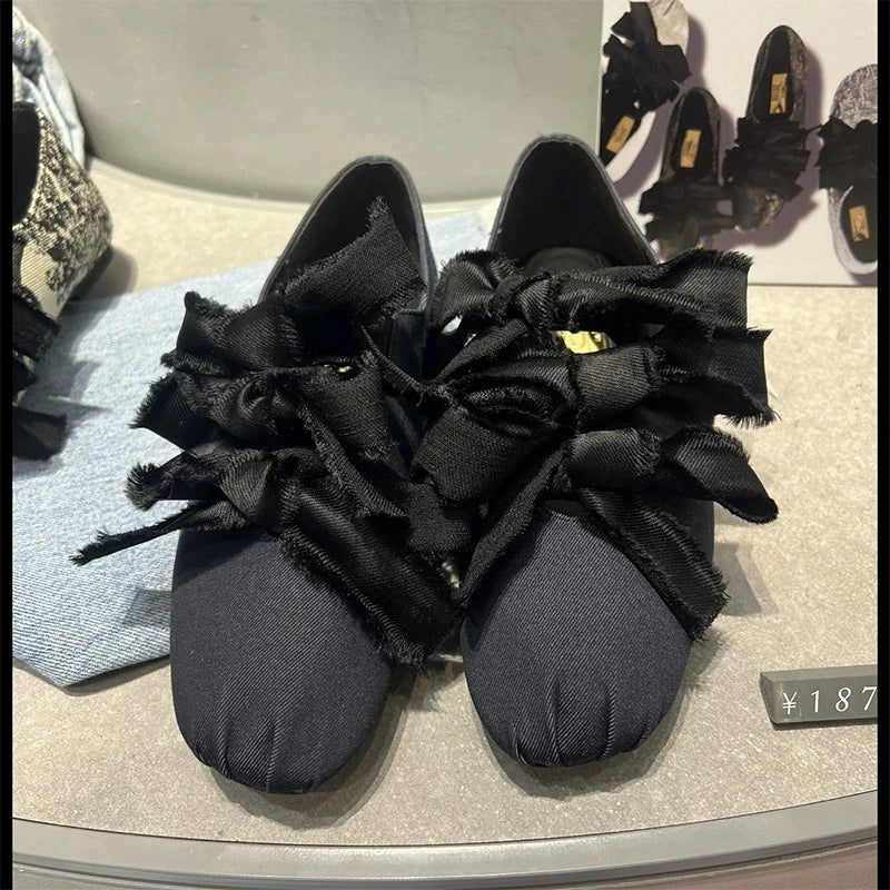 Women's Bowtie Decor Soft Sole Ballet Flat Shoes 2025 Trend Comfort Slip On Loafers Woman Non Slip Casual Shoes