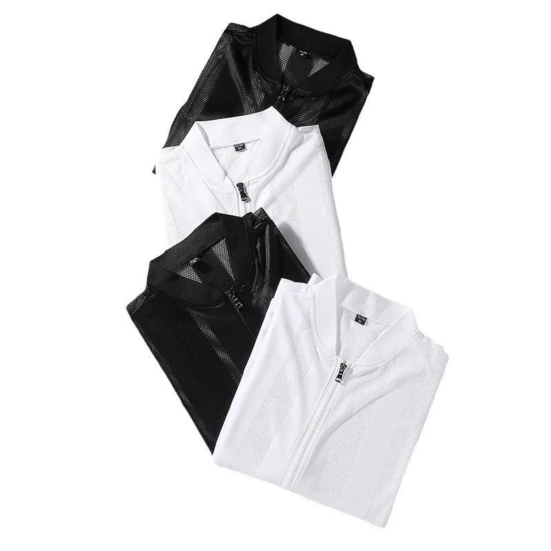 2025 Summer New Men's Mesh Sunscreen Clothing Ultra-Thin Breathable Outdoor Fishing Clothing High-Quality Fashion Hollowing Tops