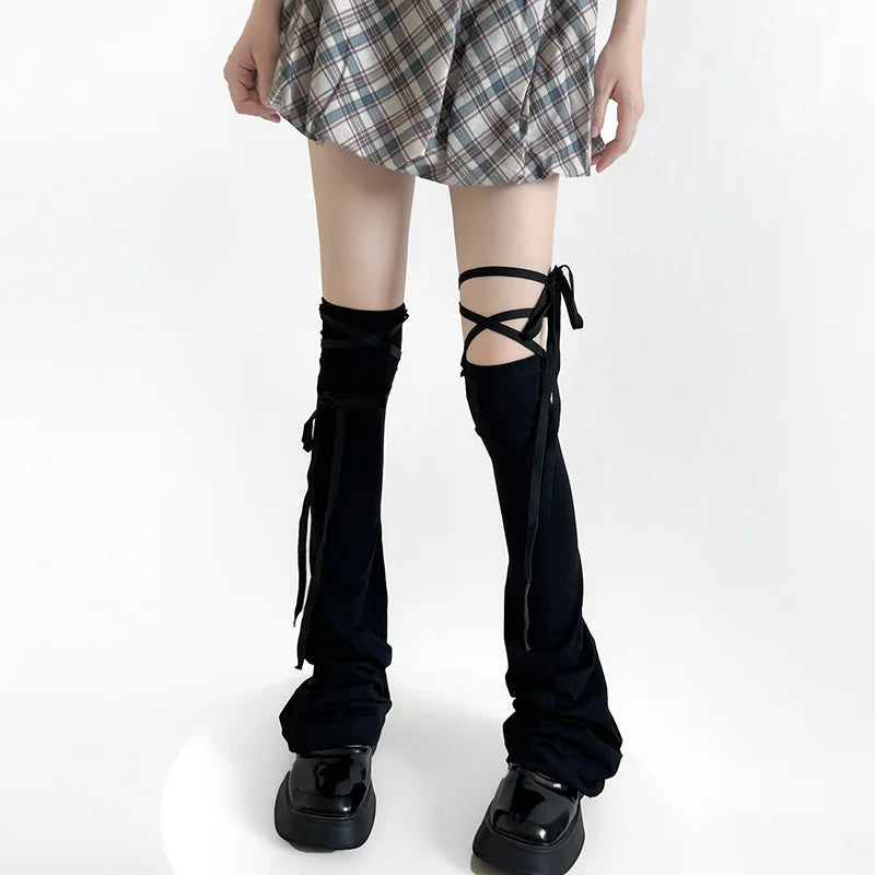 Y2K Leg Stockings Elasticity Slimming Knee Socks Japanese Style Spicy Femboy Over The Knee Horn Shaped Cuffs Sexy Accessories