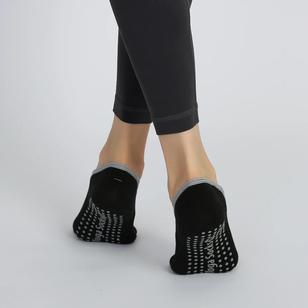 3 Pairs Non-Slip Pilates Socks Bandage Cotton Backless Yoga Socks for Women Fitness Ballet Dance Workout Sport Socks Slipper