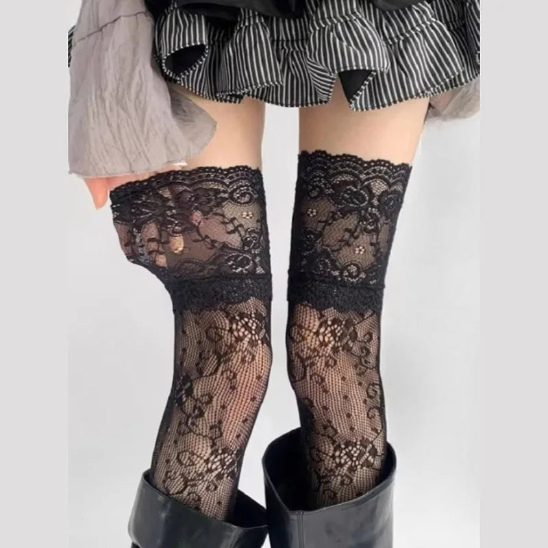 Y2K Leg Stockings Elasticity Slimming Knee Socks Japanese Style Spicy Femboy Over The Knee Horn Shaped Cuffs Sexy Accessories
