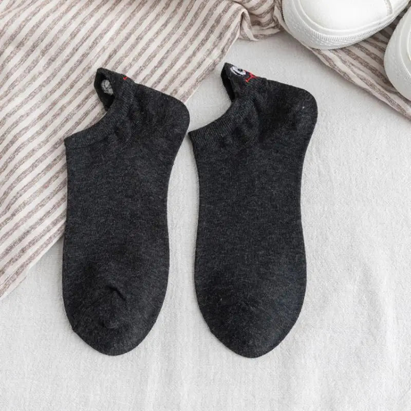 【No】Casual Funny Ankle Socks for Women - Fashion Novelty Design with Cute Embroidery Expressions