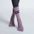 Women Breathable Yoga Socks Mid-tube Non-slip Five Finger Pilates Sports Sock Cotton Fitness Dance Ballet Indoor Floor Socks
