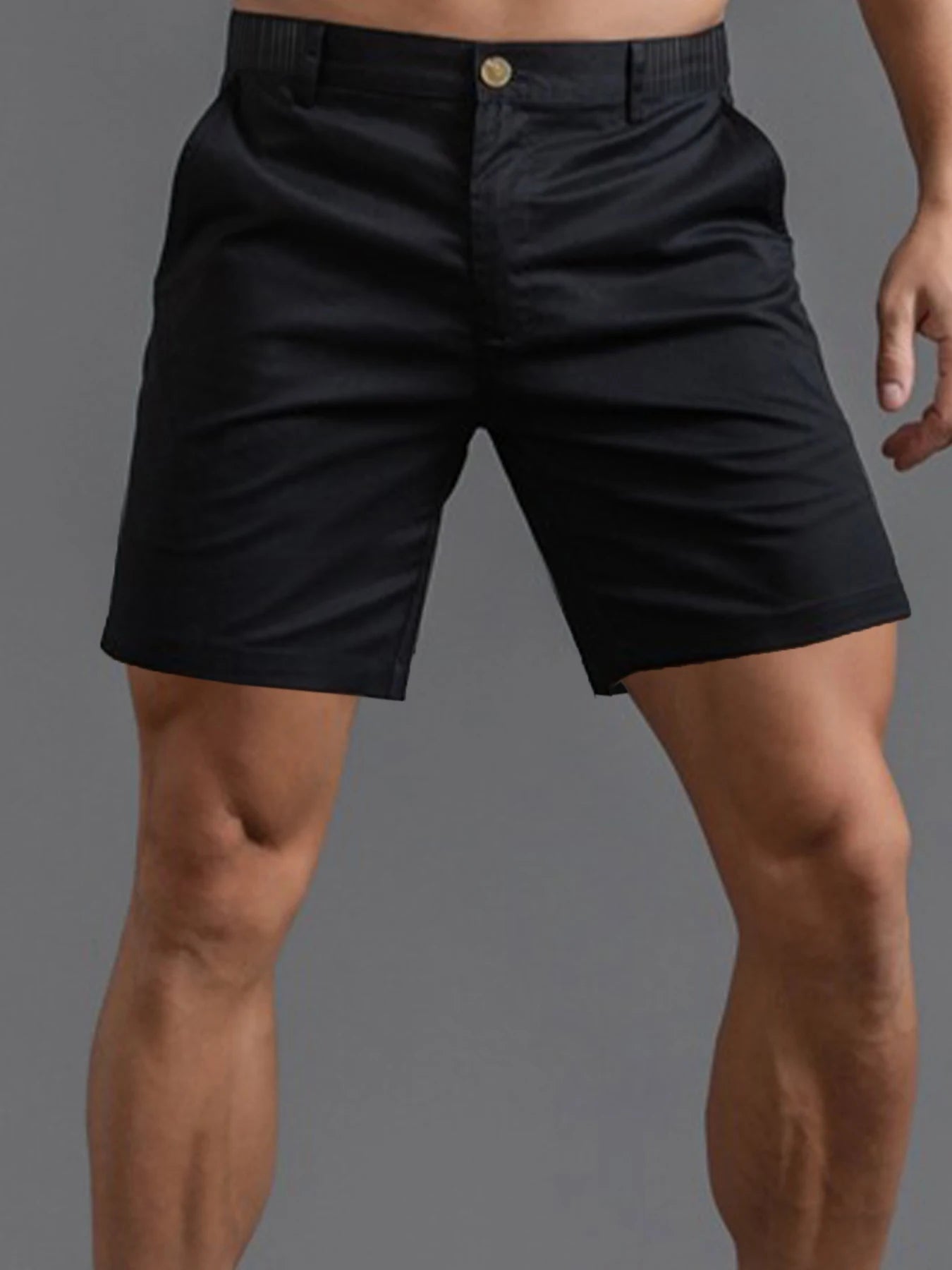 Summer Casual Shorts Mens Fit Solid Color Cargo Shorts Breathable Button Elastic Waist Sports Hiking Golf Shorts Streetwear Male