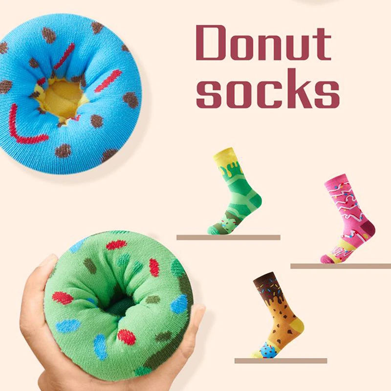 Mid-Calf Socks For Men And Women, Novelty And Fun Colorful Pink Donut Gift Box Socks, Comfortable And Breathable