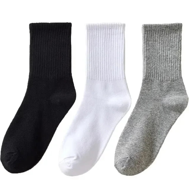 3/6 Pairs Women Sports Solid Socks Soft Comfortable Ventilate Versatile Mid Calf Socks Casual Stripe Splice Female Street Socks