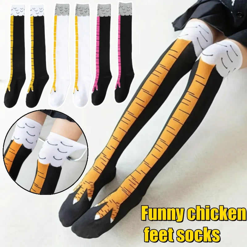 Funny Chicken Leg Socks for Adults Novelty Gifts for Halloween Party Knee High Slimming with Breathable Trendy Stockings