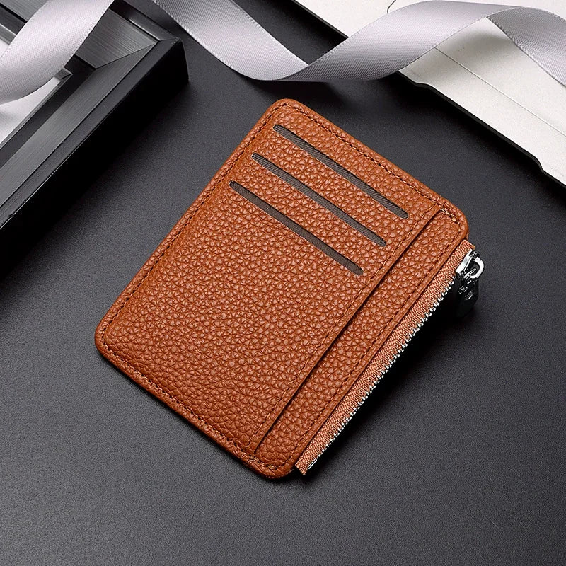 2025 New PU Leather Card Holder Wholesale: Compact Ultra-Thin Zipper ID Case, Short Coin Purse for Women, Best-Selling