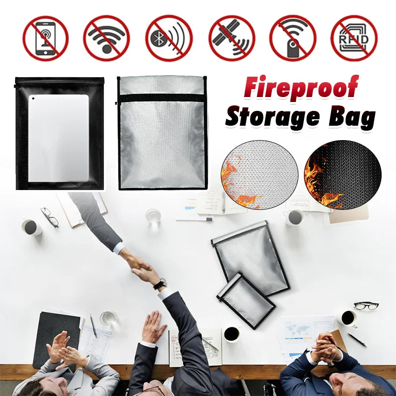 Fireproof Waterproof Faraday Bag Signal Blocker for Phone Laptop Car Keys Anti Hacking Tracking Radiation Protection Pouch