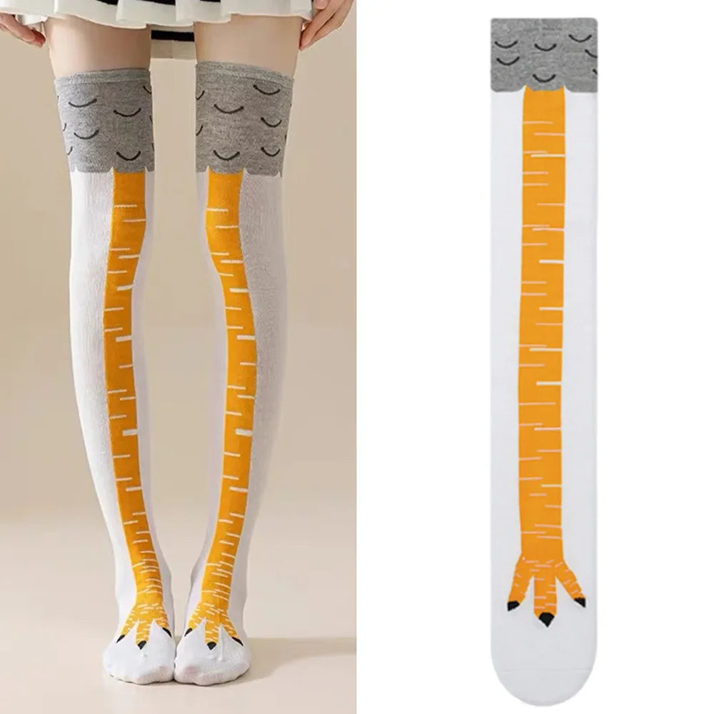 Funny Chicken Leg Socks for Adults Novelty Gifts for Halloween Party Knee High Slimming with Breathable Trendy Stockings