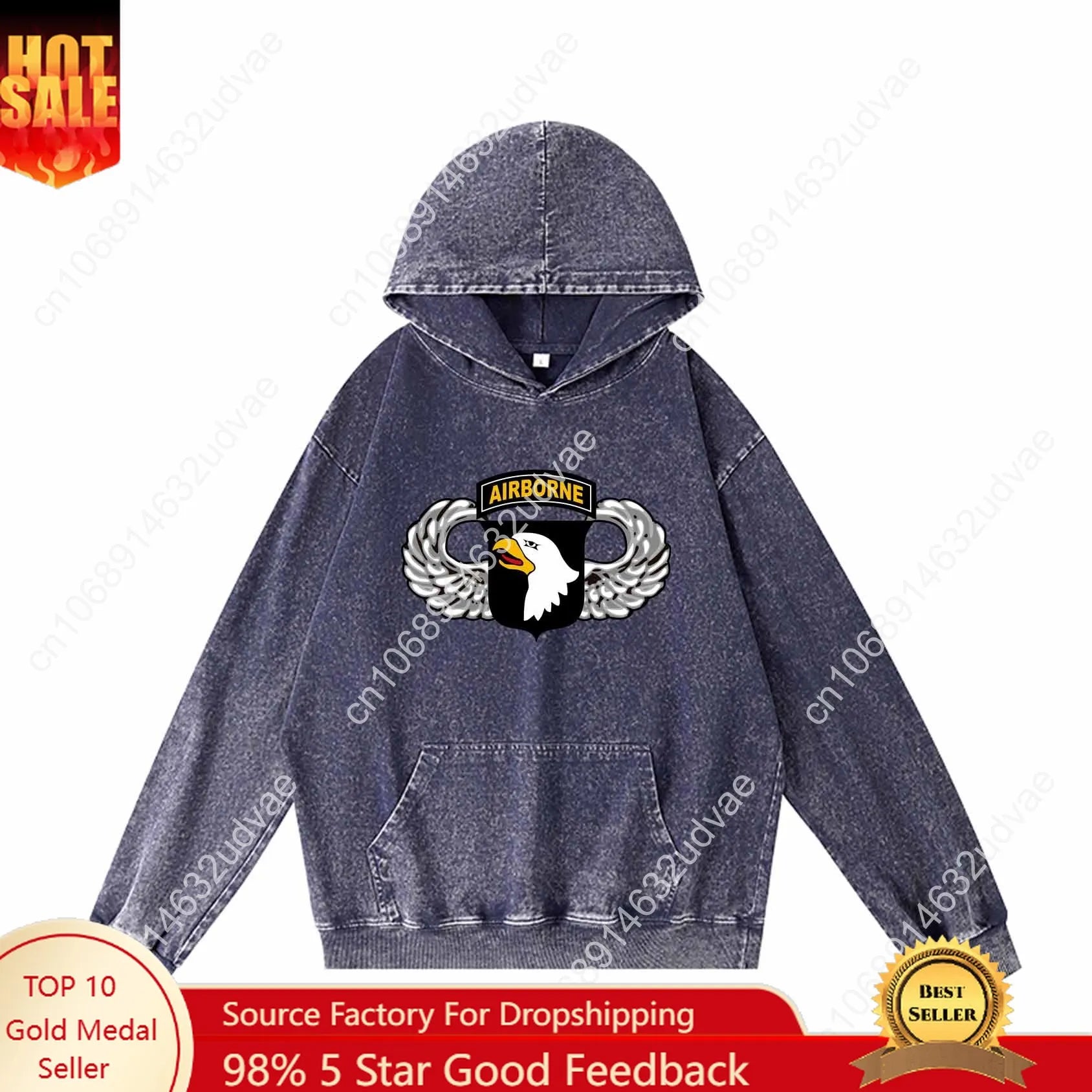101st Airborne Parachutist Wings Division Patch Hoodies Retro Hooded Sweatshirt Man Woman Teenager Pullover Customized Tops