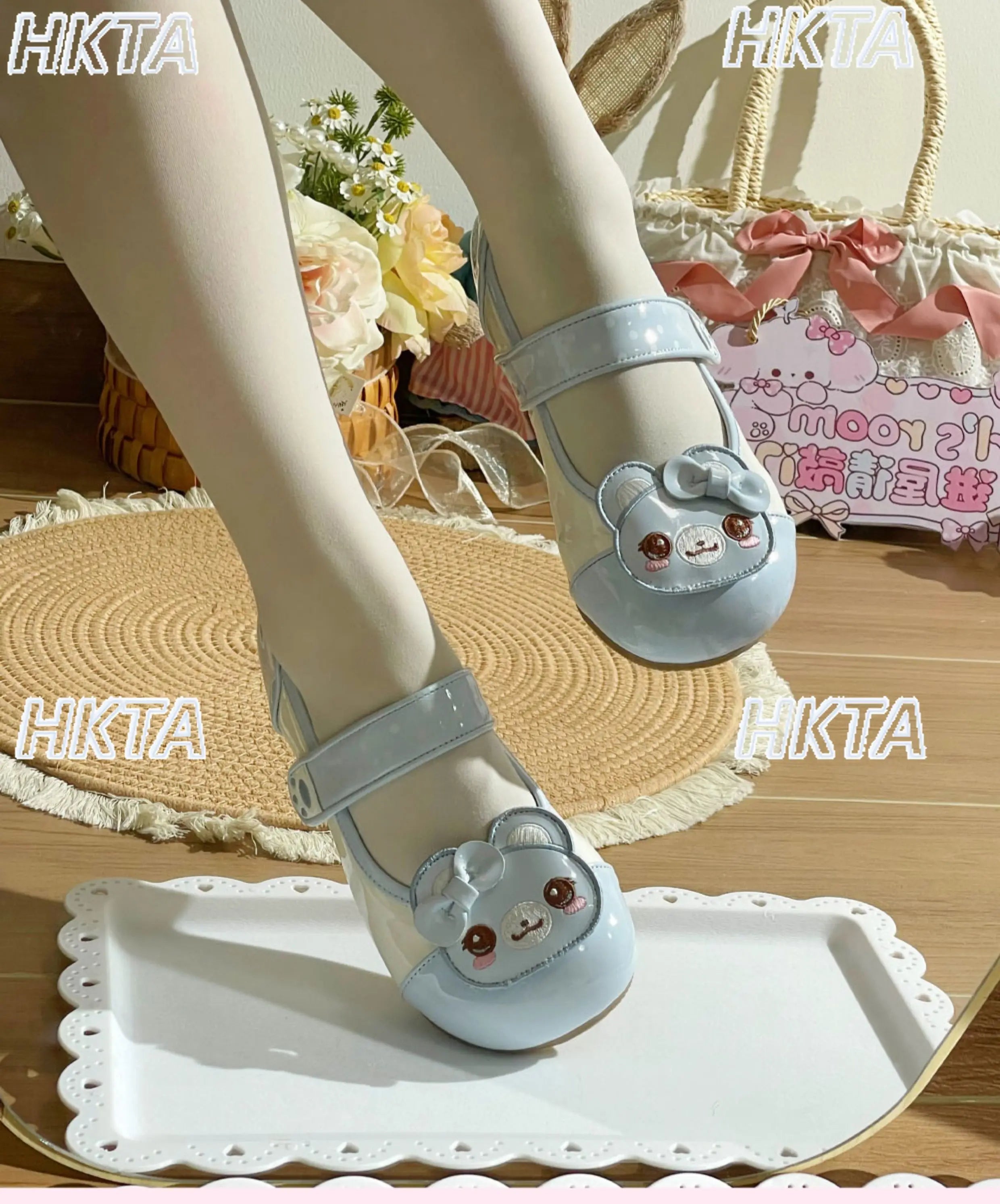 Cute Soft Girl Original Student Indoor Shoes Cute Soft Girls Women's Lolita Sweet Embroidered Rabbit Small Leather Shoes Female