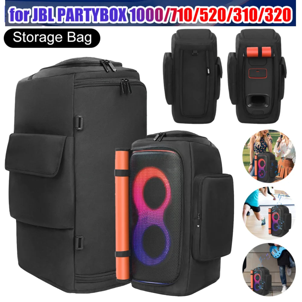 Waterproof Speaker Storage Bag For JBL PartyBox 1000/710/520/320/310/120/110 Double-Sided Speaker Dust Case with Mic Pocket