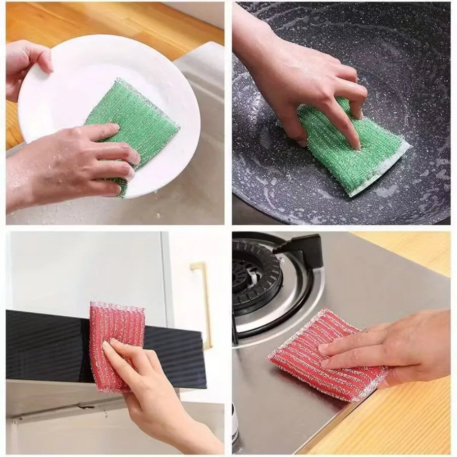 Non-Scratch Dish Sponge Cloth - Reusable Microfiber Cleaning Sponge Absorbent Double-Sided for Kitchen Dishes Pots Shoes