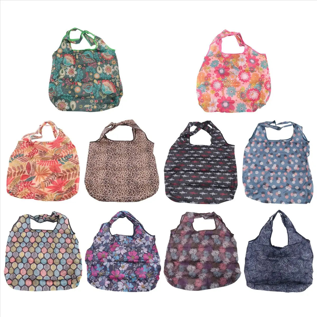 ABQR Grocery Bags Reusable Foldable 10 Pack Shopping Tote 50LBS Extra Large Ripstop Pattern Machine Washable Storage