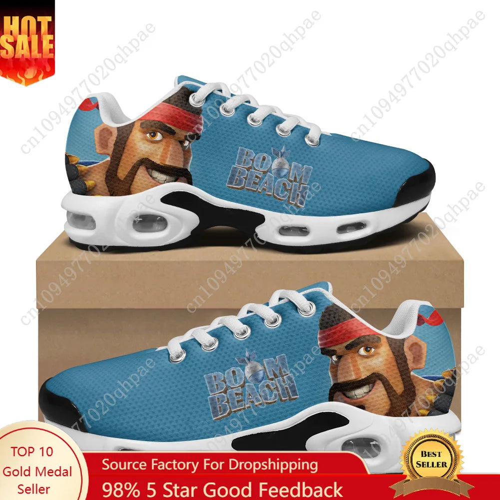 Boom Beach Air Cushion Sneakers Mens Womens Teenager Lightweight Sports Shoes High Quality Custom Couples Leisure Mesh Sneaker
