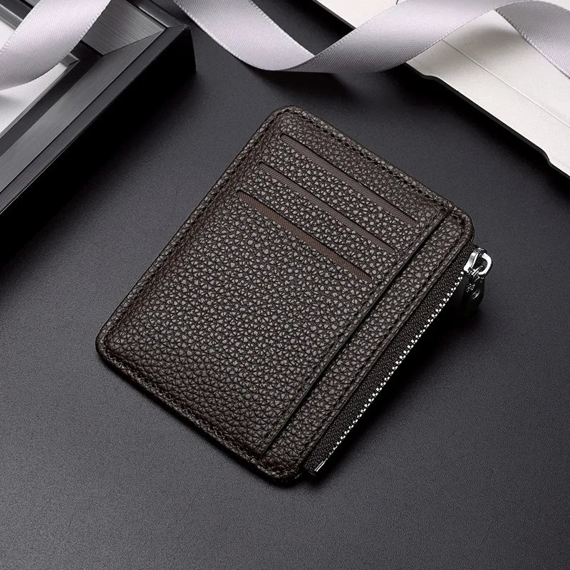 2025 New PU Leather Card Holder Wholesale: Compact Ultra-Thin Zipper ID Case, Short Coin Purse for Women, Best-Selling