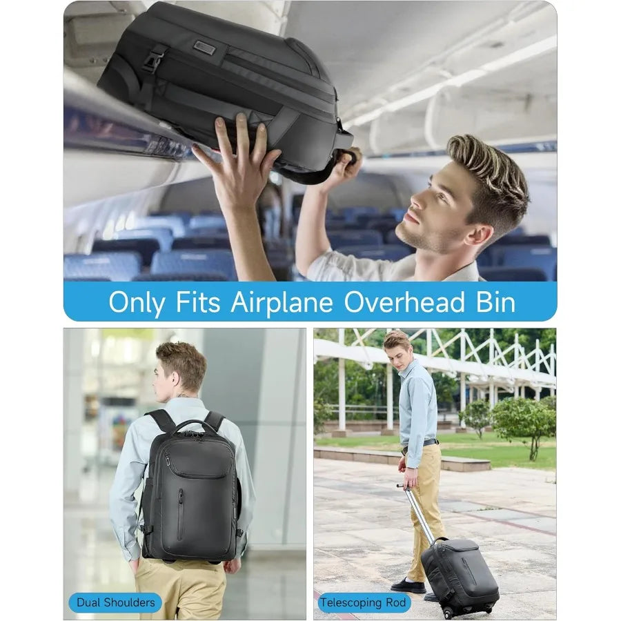 Large Rolling Backpack for WomenandMen 50L Work Backpack with Wheels Business Laptop Backpack with USB Port TSA Lock Carry On f