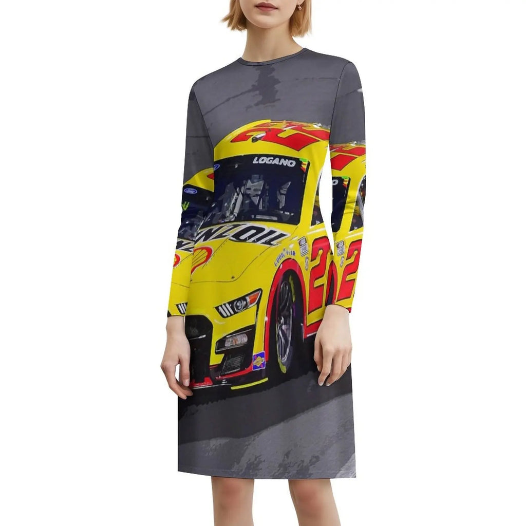 Joey Logano Racing His 2023 Racecar Korean Style Casual Dress For Women Simple Daily Office Lady Dresses Car Stock Racing