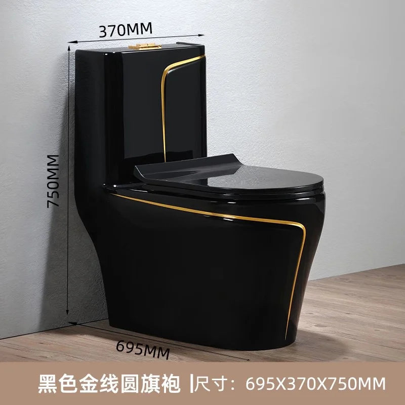 Modern Gold Line Colored One Piece Toilet and Sink Set  Toilet with TankTornado Flush Bathroom Wc Toilet Sanitary Ware