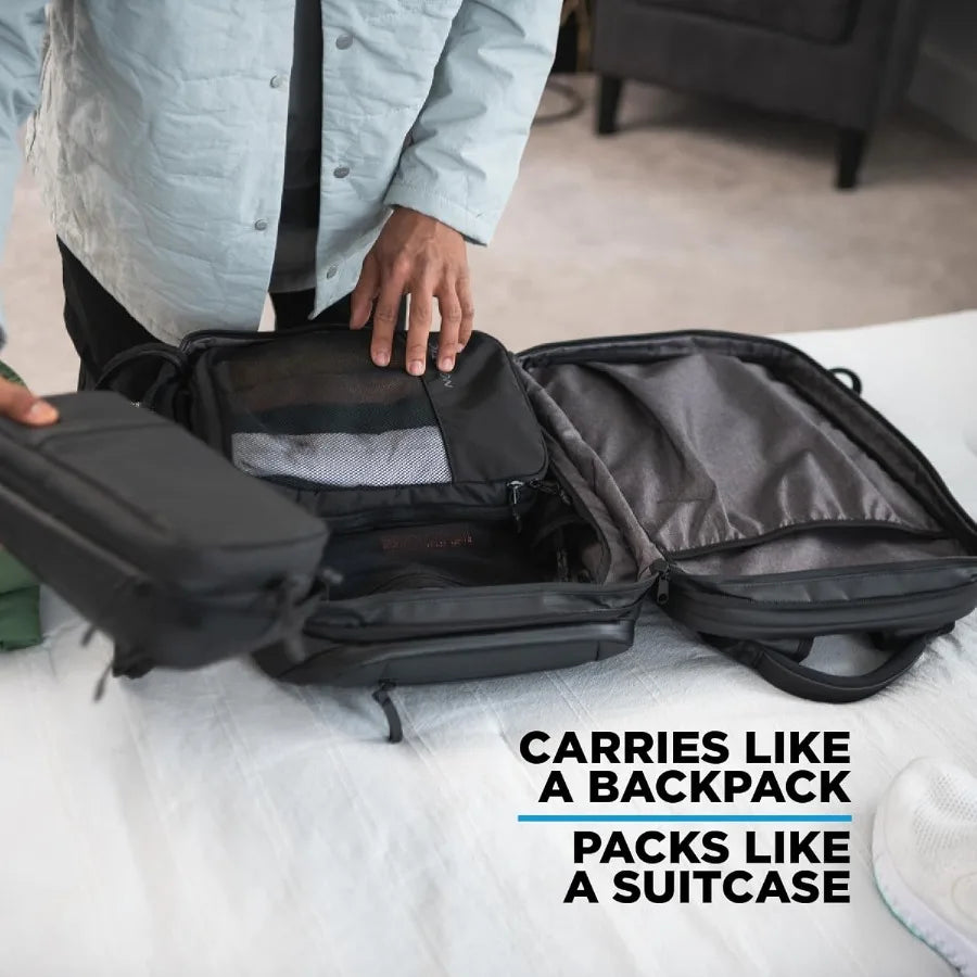 NOMATIC 14L Travel Pack - Water Resistant Laptop Bag - TSA-Ready Expandable Backpack Black