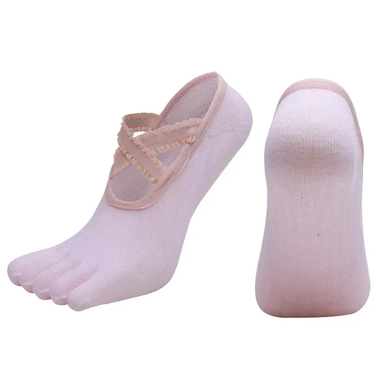 1 Pair Breathable Five Finger Yoga Socks for Women Split Toe Professional Pilates Socks Indoor Dance Floor Fitness Sports Socks