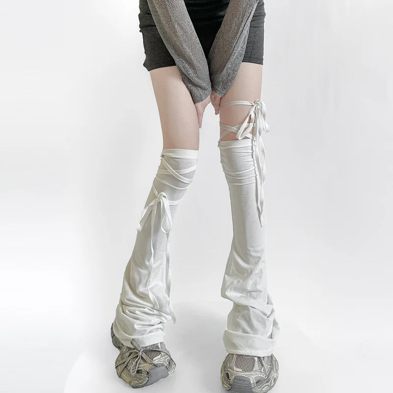 Y2K Leg Stockings Elasticity Slimming Knee Socks Japanese Style Spicy Femboy Over The Knee Horn Shaped Cuffs Sexy Accessories