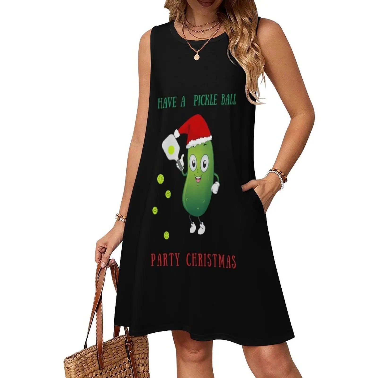 Have A Pickle Ball Party Christmas Korean Style Dress For Women Elegant Casual Dress For Party Or Daily Wear Marvacousins246