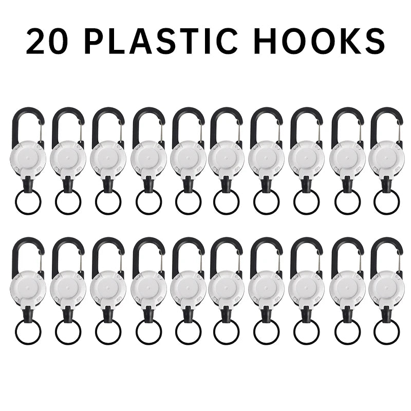 1-20PCS Outdoor Retractable Key Chain Mountaineering Buckle Key Chain Anti-loss Anti-theft High Rebound Metal Easy To Pull