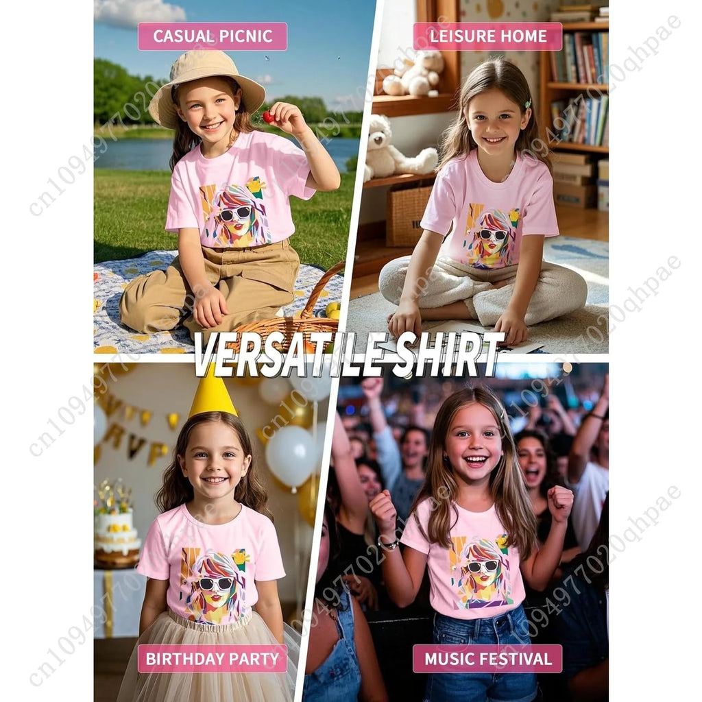 Girl Country Music T-Shirt - Kids Singer Letters Graphic Birthday Shirts Gifts Fan Song Tour Concert Outfit Top