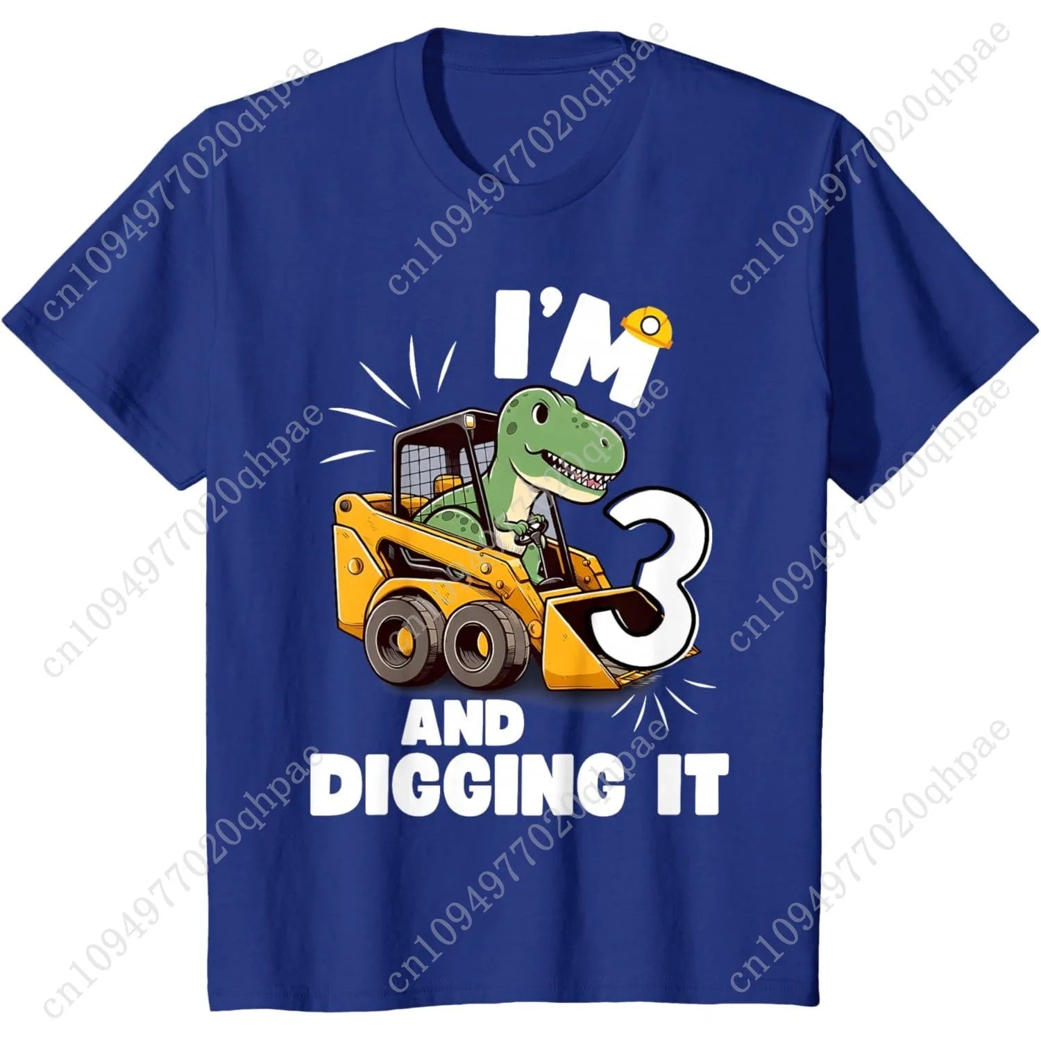 I'm 3 And Digging It 3rd Birthday Dinosaur Construction Boy T-Shirt