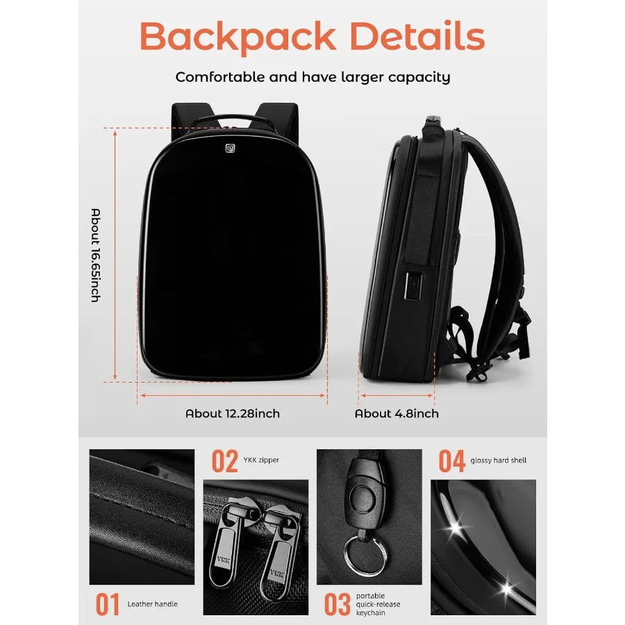 Gelrova LuminaPack X1 LED Backpack Lightweight Anti-Theft Travel-Friendly 15.6-Inch Laptop Compartment Customizable LED Display