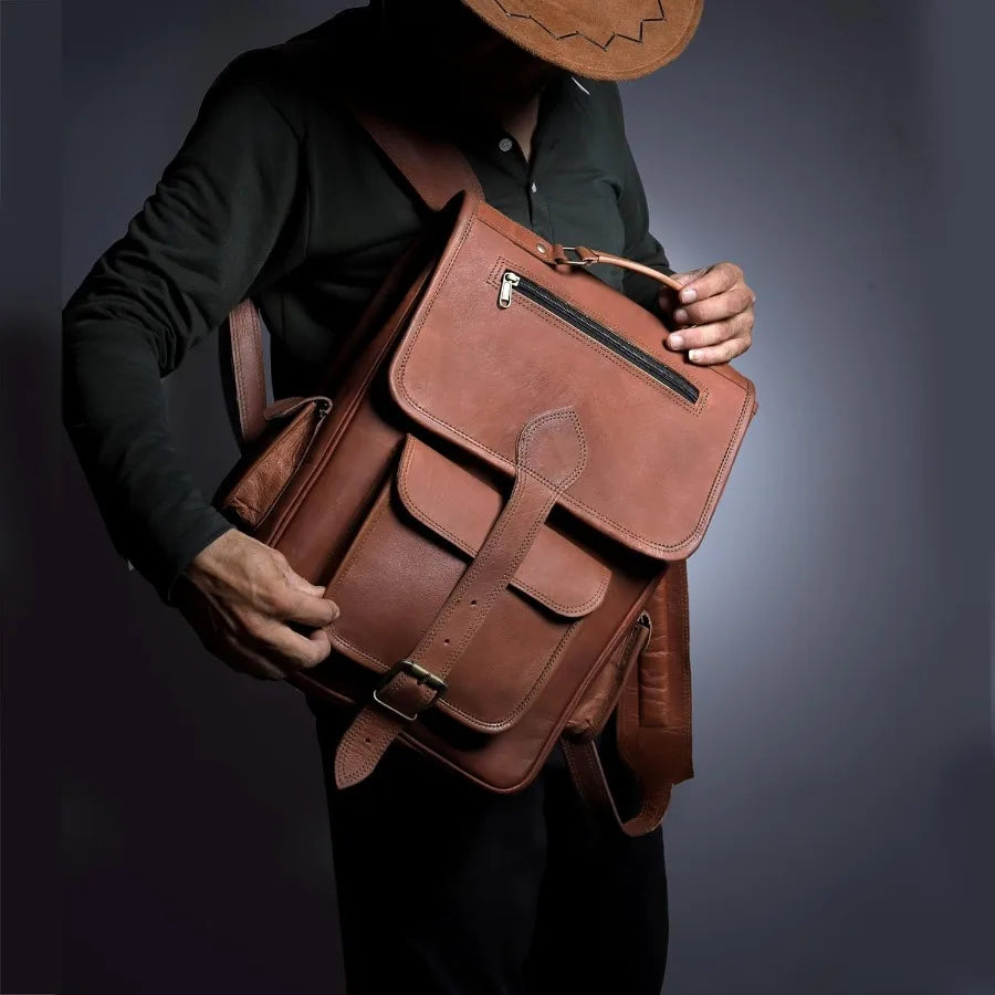 Vintage Full Grain Leather Laptop Backpack Handmade Rucksack Premium Quality and Classic Charm leather backpack for men and wom