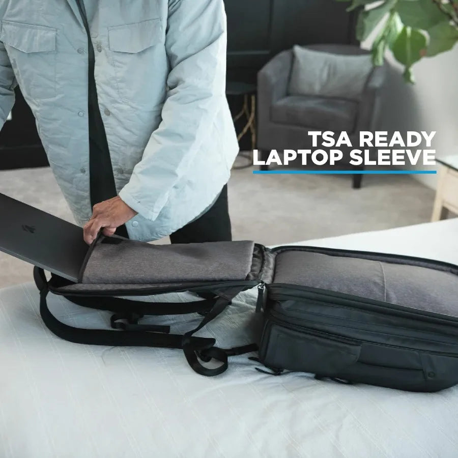 NOMATIC 14L Travel Pack - Water Resistant Laptop Bag - TSA-Ready Expandable Backpack Black