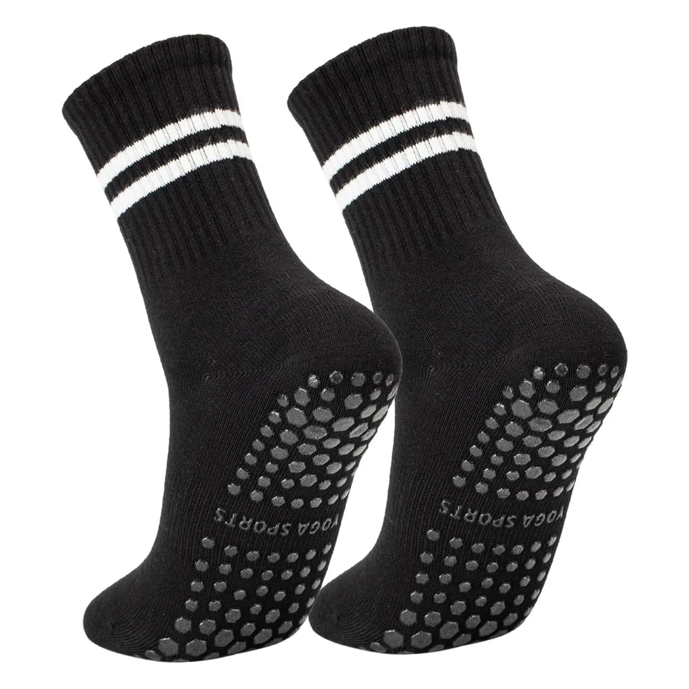 Yoga Pilates Socks with Grips for Women, Non Slip Grips Cotton Socks for Barre, Ballet, Dance, Workouts