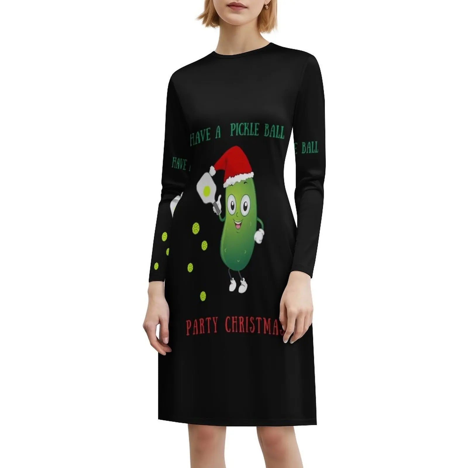 Have A Pickle Ball Party Christmas Korean Style Dress For Women Elegant Casual Dress For Party Or Daily Wear Marvacousins246