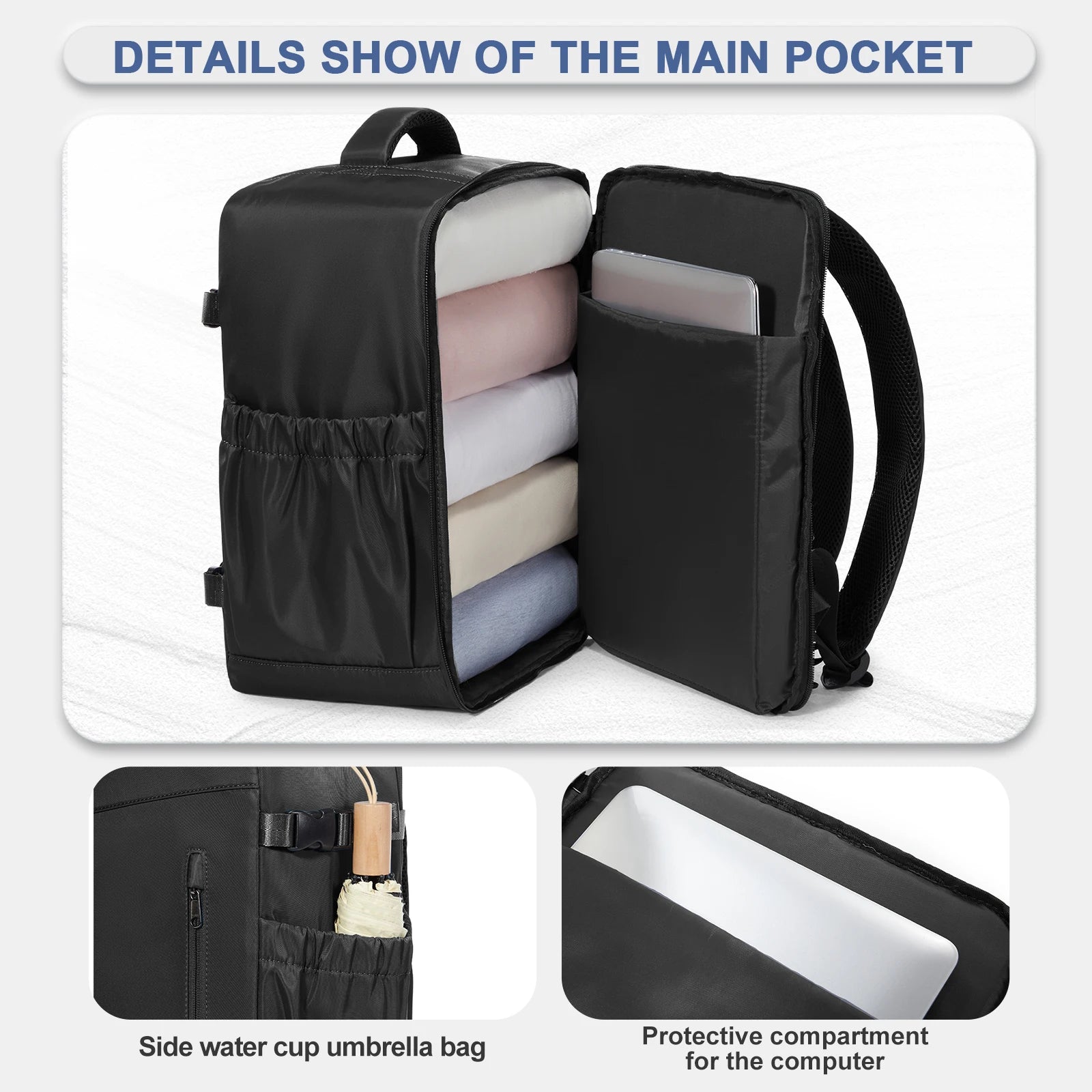 Under Seat Travel Backpack, Ryanair Wizzair 40x30x20 Airplane Travel Backpack, Men Business Laptop Backpack Carry-On Bag Package