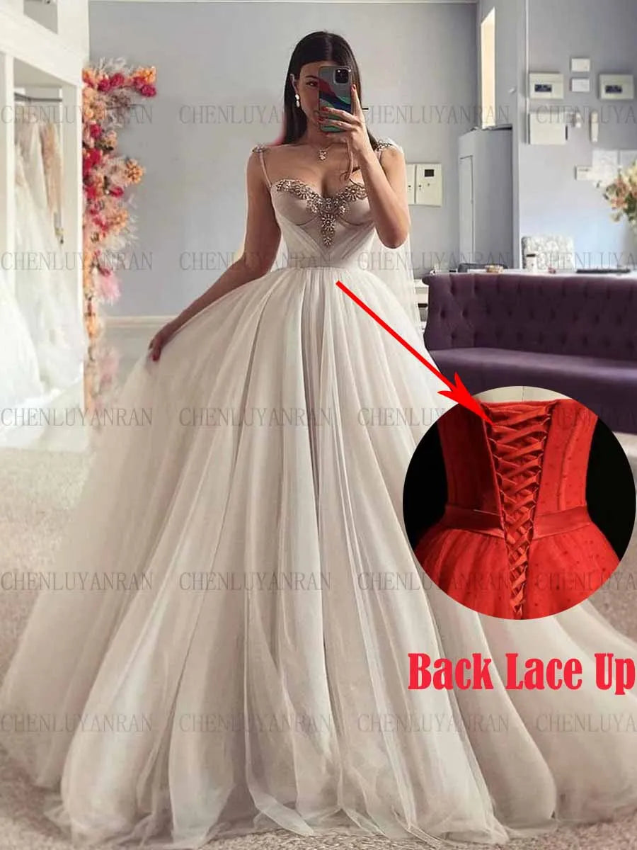 Elegant Wedding Dresses For Women Spaghetti Strap Sexy Wendding Dress Tulle Long Dresses For Wome 2025 فستان حفلات الزفاف