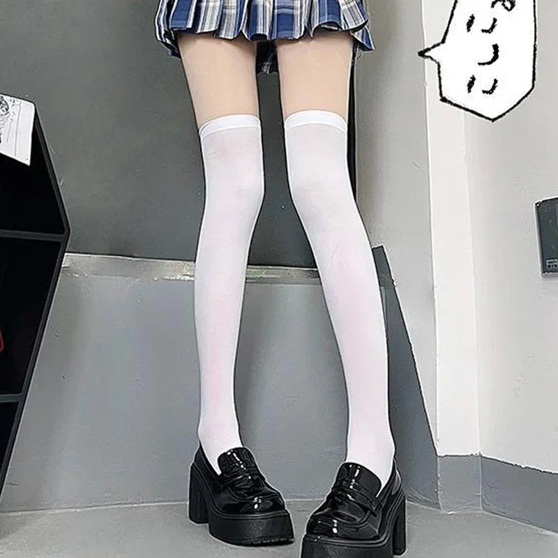 1/2pairs Sweet Over Knee Long Socks Women Girs Sexy Nylon Calf Socks Thigh High Stockings Legging JK Lolita Cosplay Tights