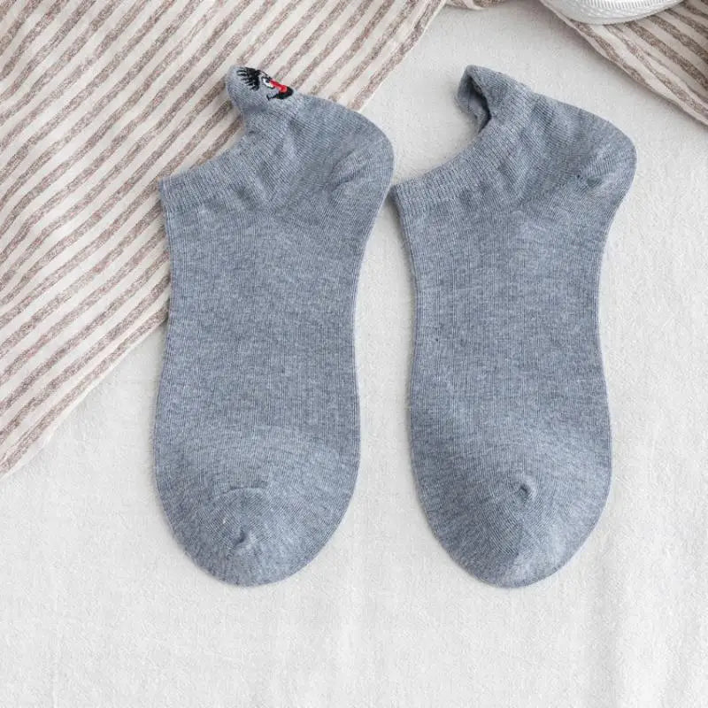 【No】Casual Funny Ankle Socks for Women - Fashion Novelty Design with Cute Embroidery Expressions