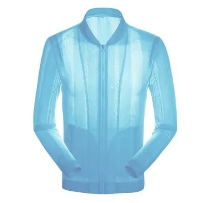 2025 Summer New Men's Mesh Sunscreen Clothing Ultra-Thin Breathable Outdoor Fishing Clothing High-Quality Fashion Hollowing Tops