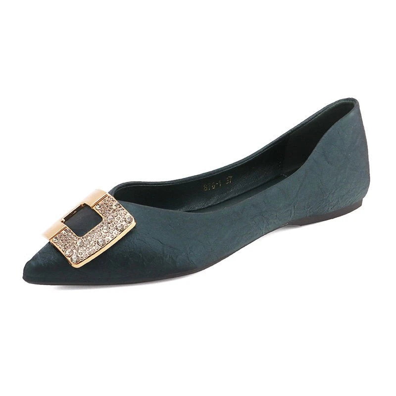 Spring Autumn Summer Winter Women's Flat Shoes Soft Bottom Square Buckle Design Casual round Toe Shoes Comfortable Rubber Sole